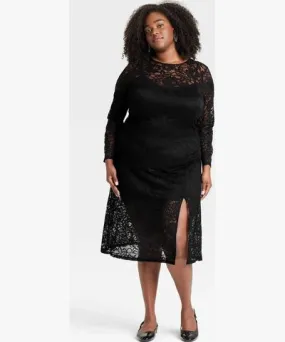 A New Day Women's Long Sleeve Midi Lace Dress