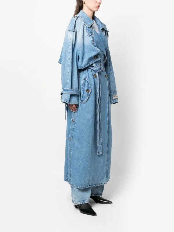 Acne Studios Denim Trench Coat in Distressed Blue | Luxury and style at your fingertips