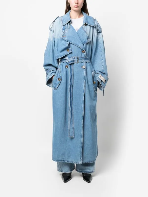 Acne Studios Denim Trench Coat in Distressed Blue | Luxury and style at your fingertips