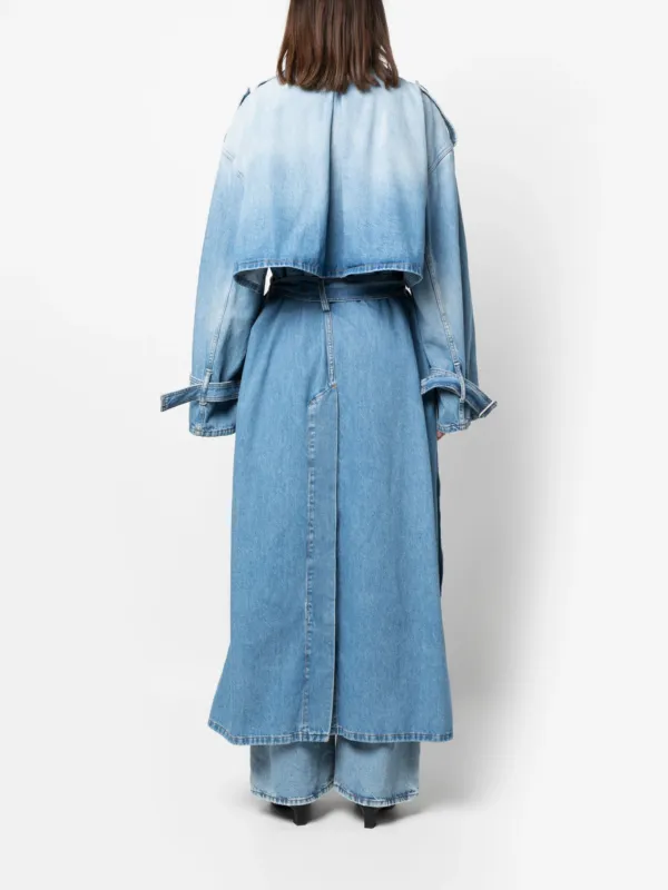 Acne Studios Denim Trench Coat in Distressed Blue | Luxury and style at your fingertips