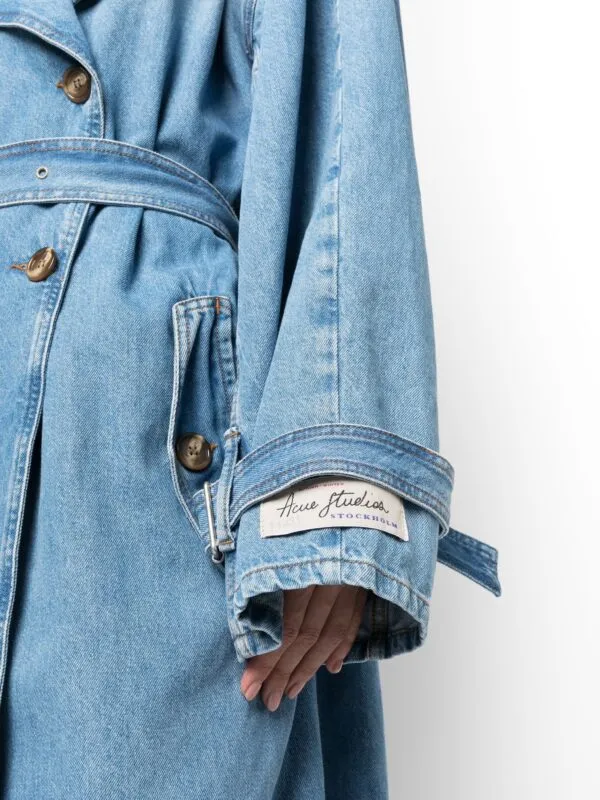 Acne Studios Denim Trench Coat in Distressed Blue | Luxury and style at your fingertips