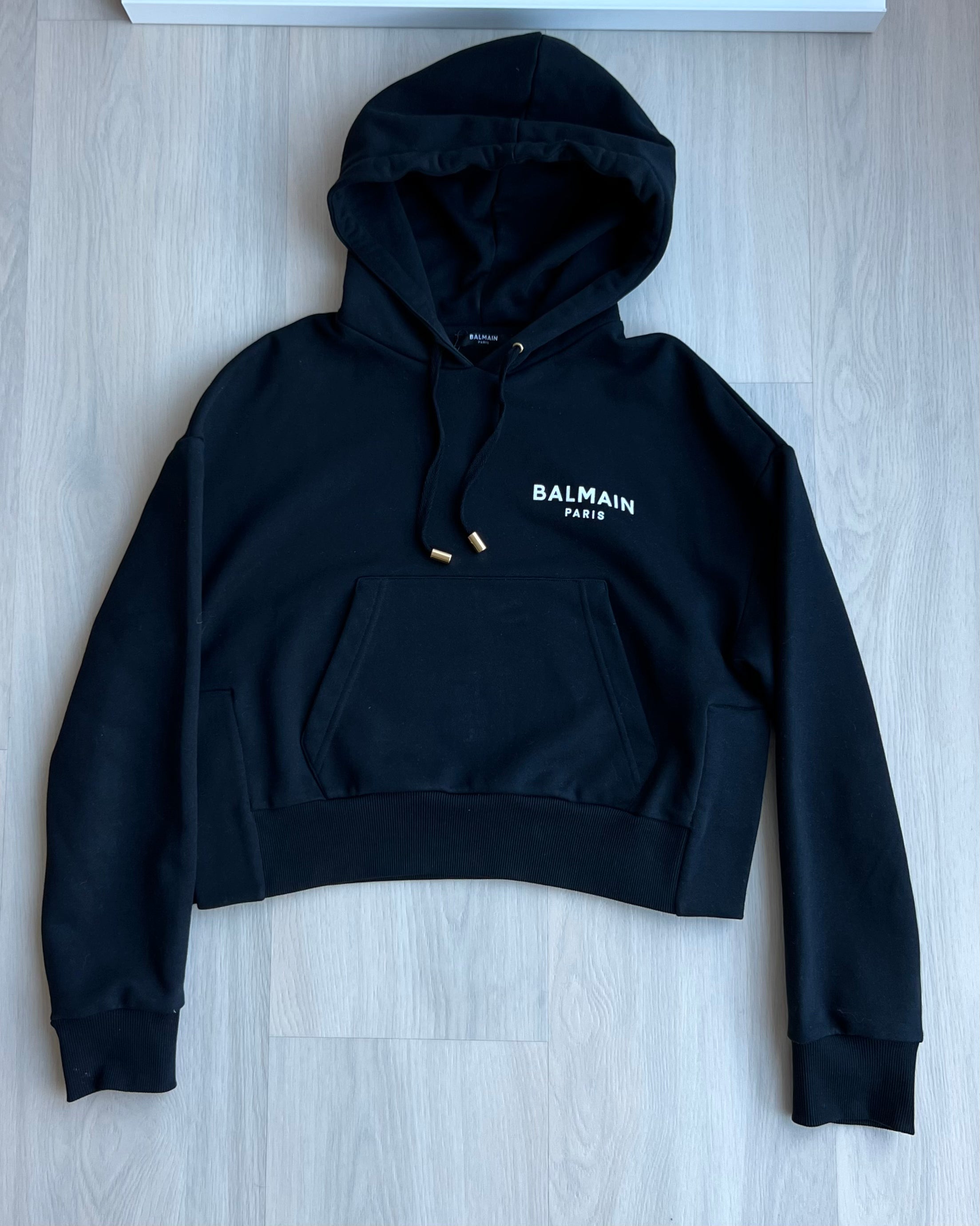 Balmain Cropped Logo Hoodie