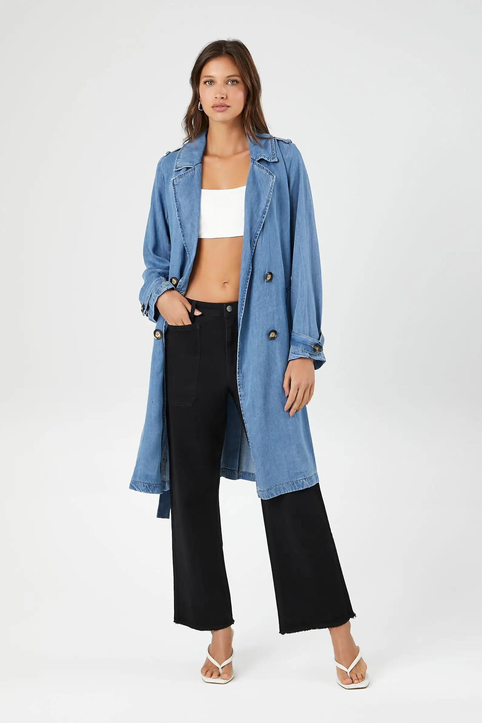 Belted Denim Trench Coat