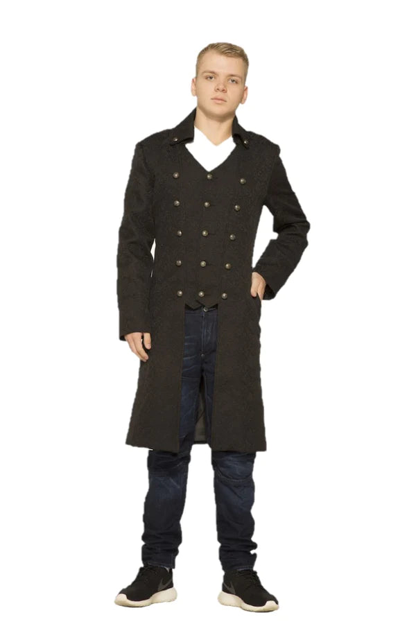 Black Brocade Men's Coat