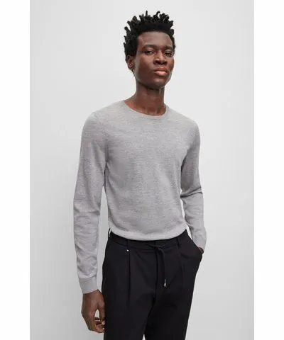 Boss Slim-fit sweater in virgin wool with crew neckline