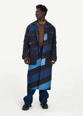 Boyedoe Kuntunkununku Unisex Patchwork Denim Trench Coat