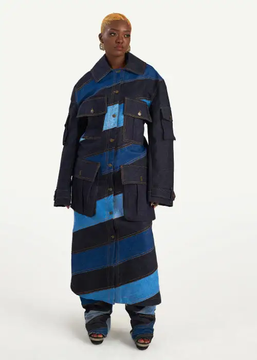 Boyedoe Kuntunkununku Unisex Patchwork Denim Trench Coat