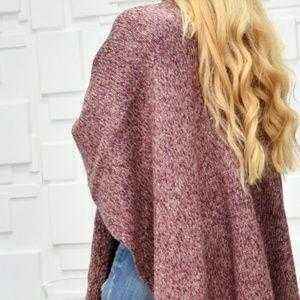 Burgundy Knit Wrap Shrug Poncho