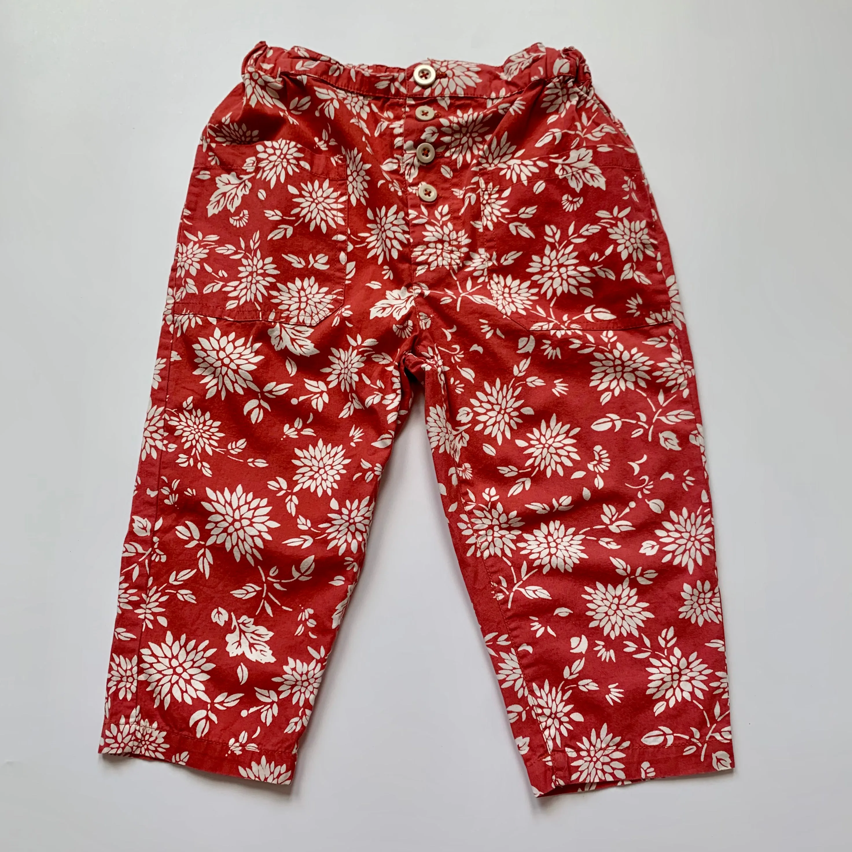 Caramel Red Print Pants And Blouse Set: 4 Years