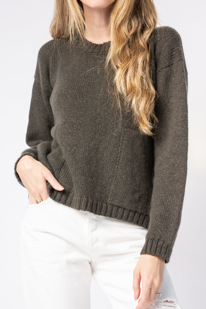 Cashmere Linen Sweater in Moss