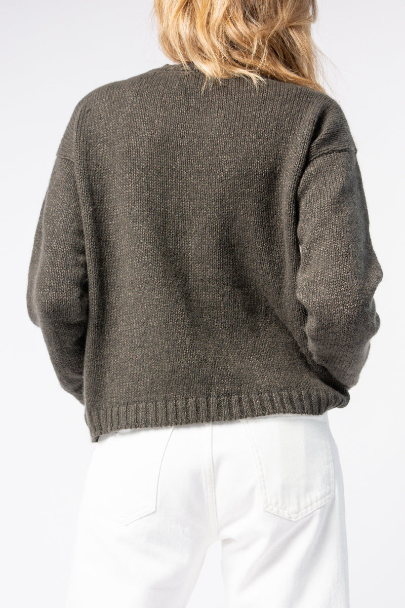 Cashmere Linen Sweater in Moss