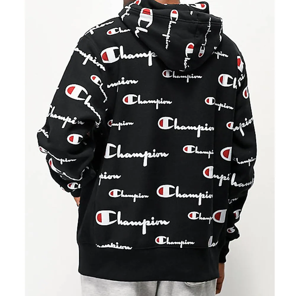 Champion Life Mens Pullover Hoodie, All Over Logo