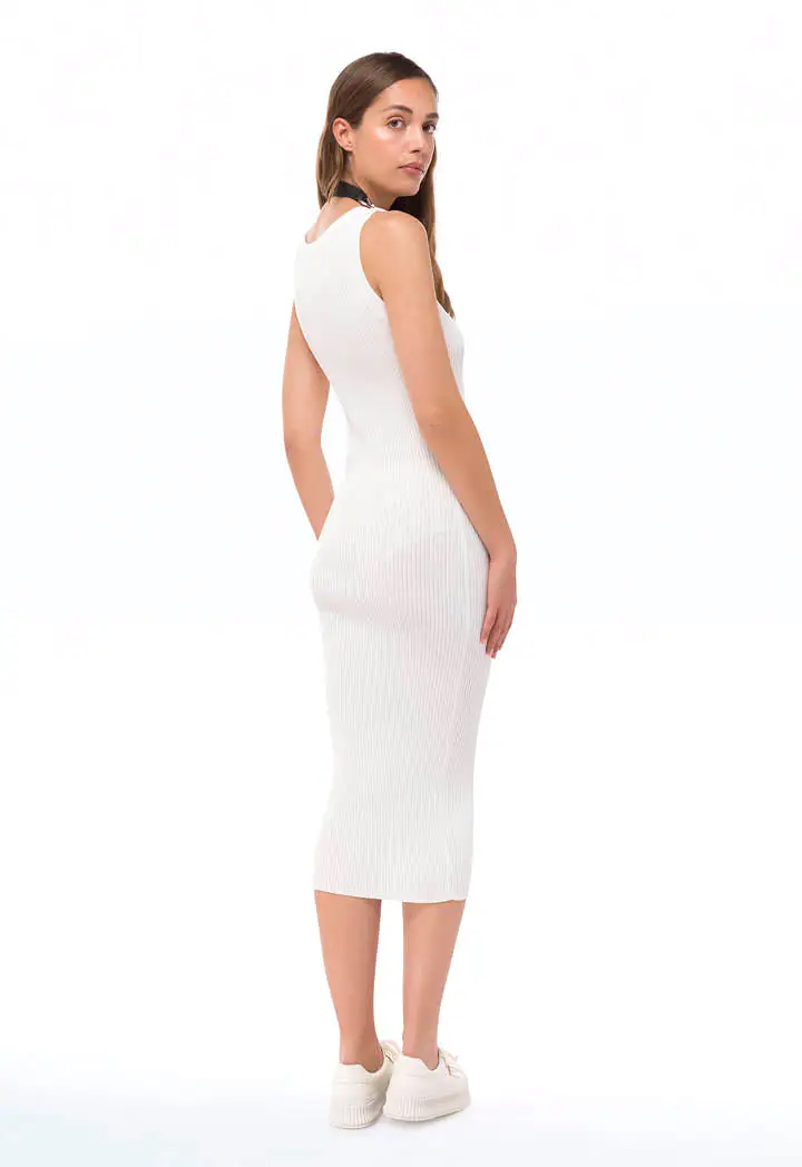 Classic Sleeveless Solid Ribbed Dress