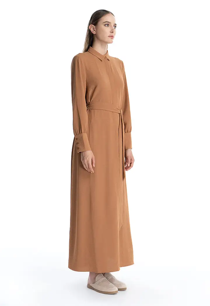 Collared Solid Maxi Dress