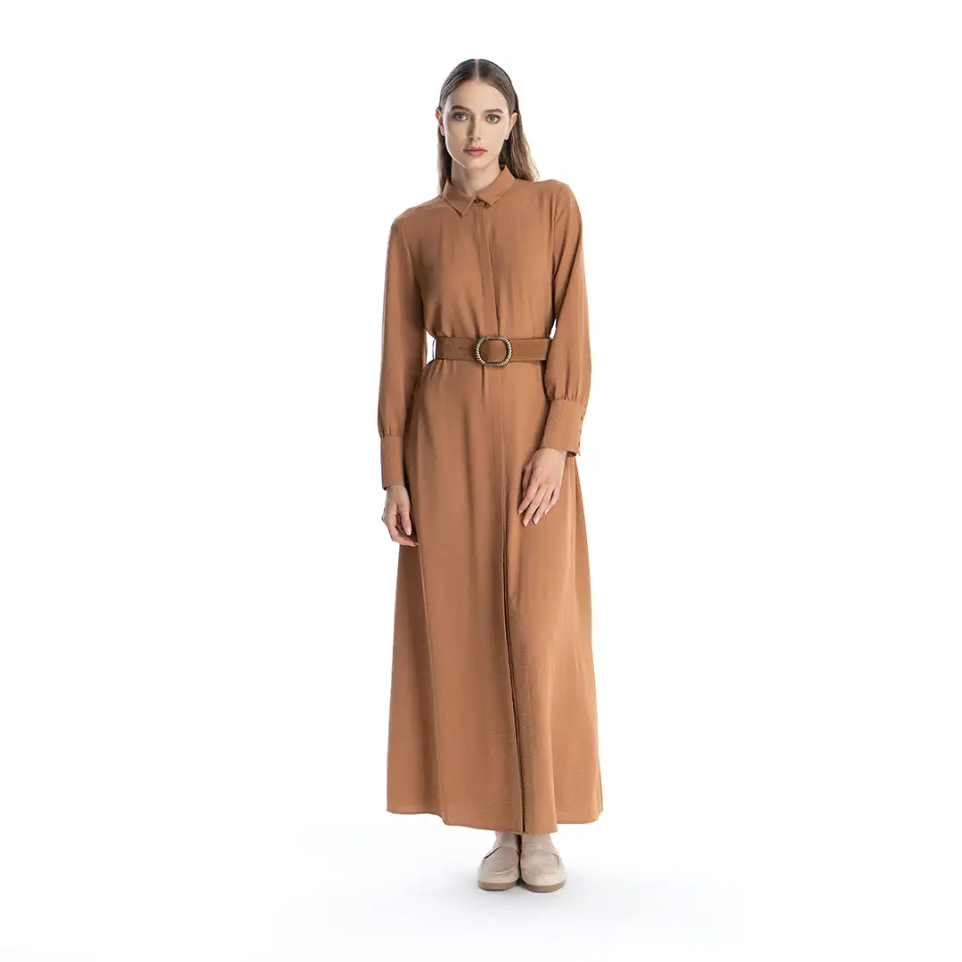 Collared Solid Maxi Dress