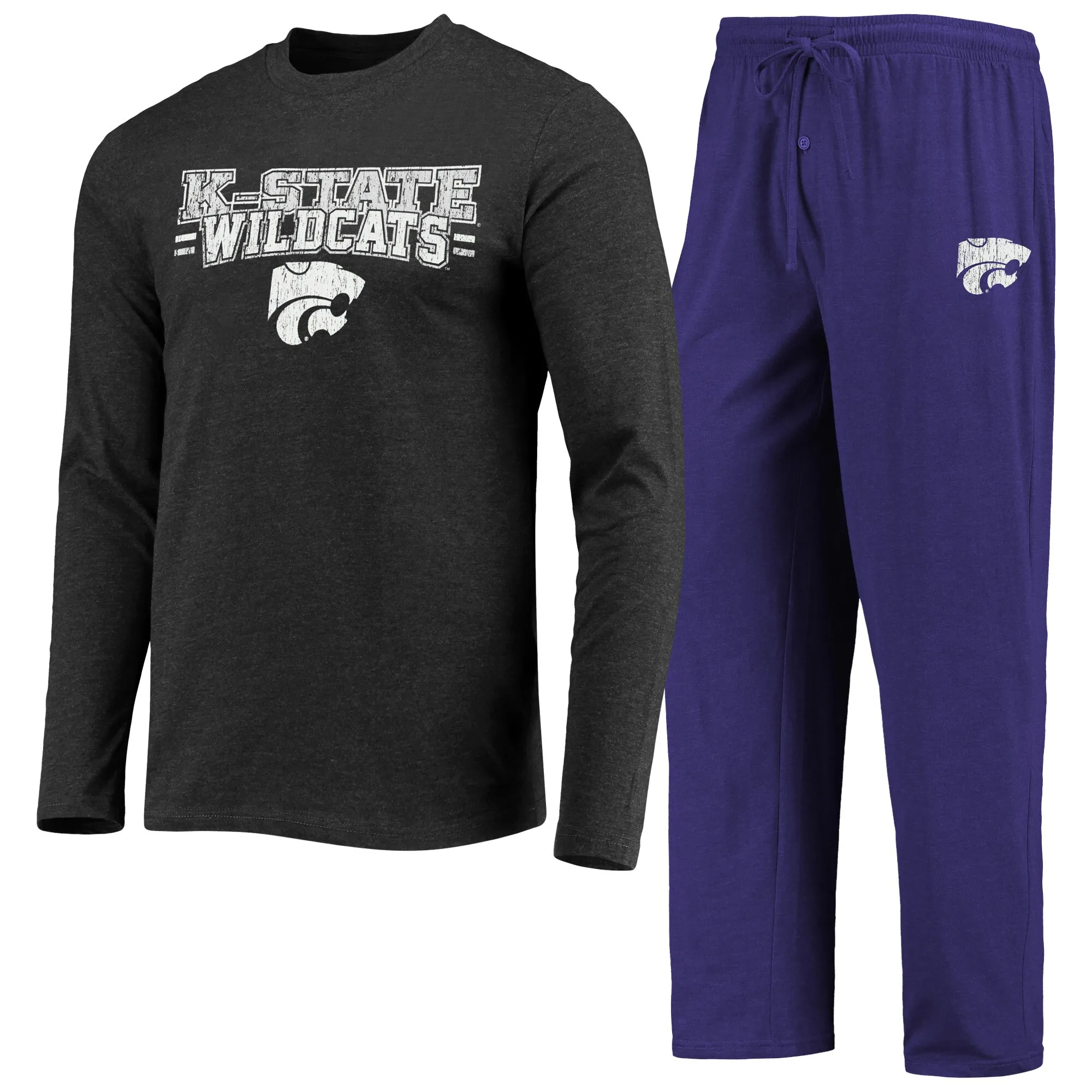 Concepts Sport Kansas State Wildcats Purple/Heathered Charcoal Meter Long Sleeve T-Shirt & Pants Sleep Set