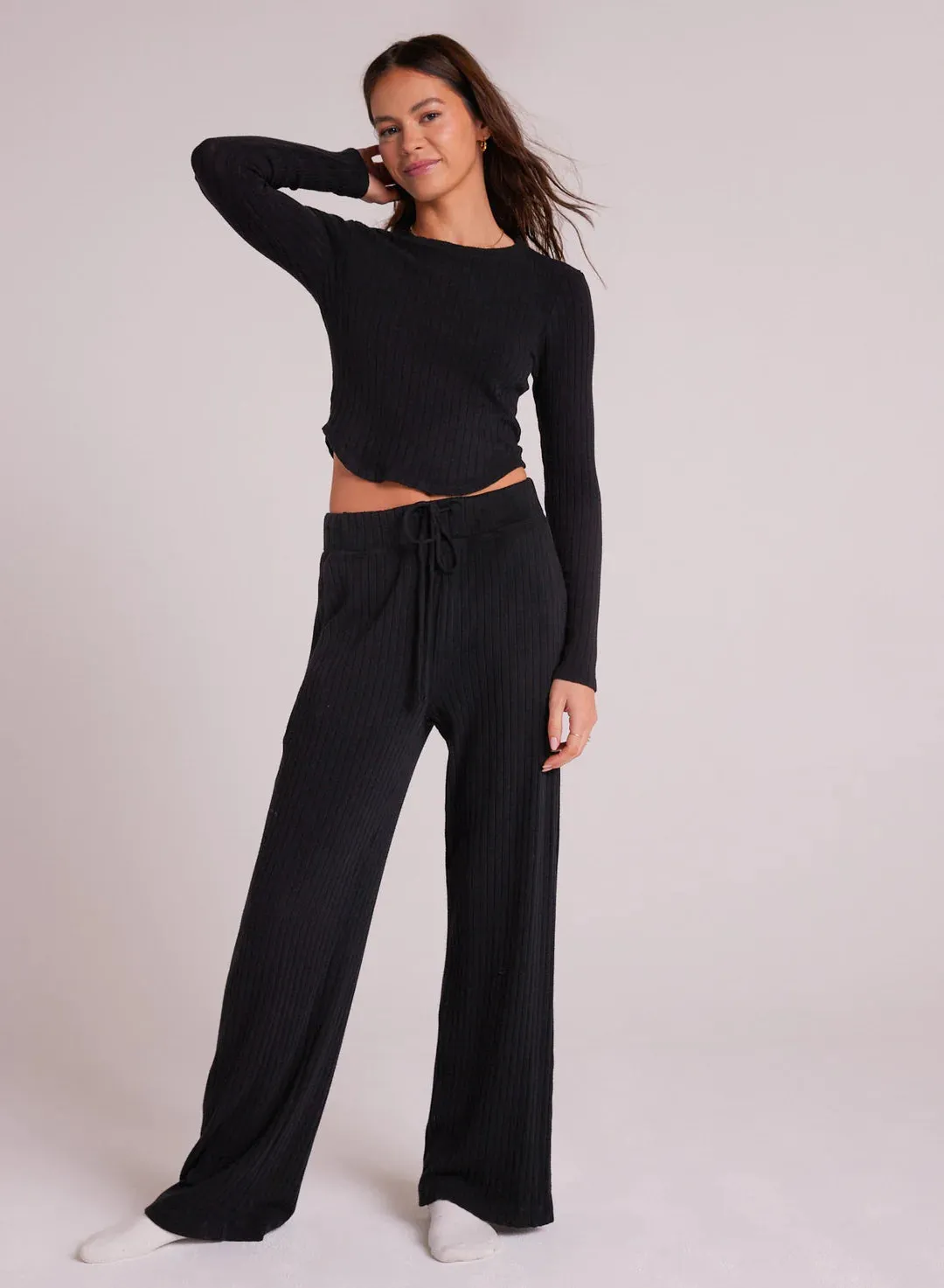 CONTRAST WAISTBAND WIDE LEG PANT