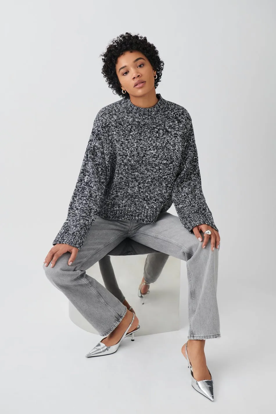 Cotton mélange knit sweater