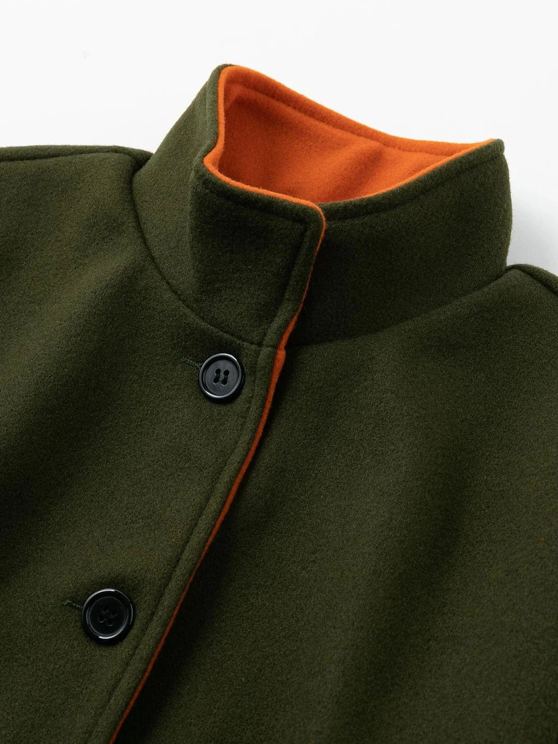 Cozy and Chic Women's Winter Trench Coat with Stand Collar and Pockets - Army Green/Brown