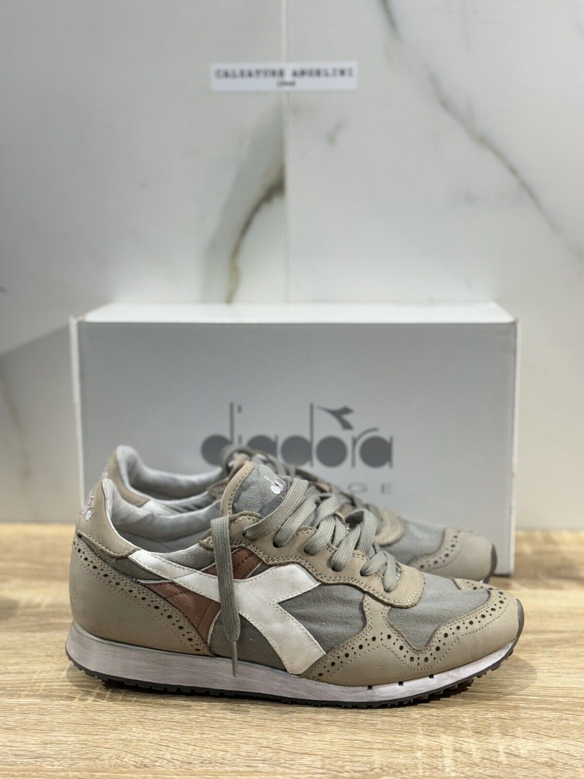 Diadora Heritage Sneaker Uomo Trident C Dyed Pelle Grigia Sneaker 40.5