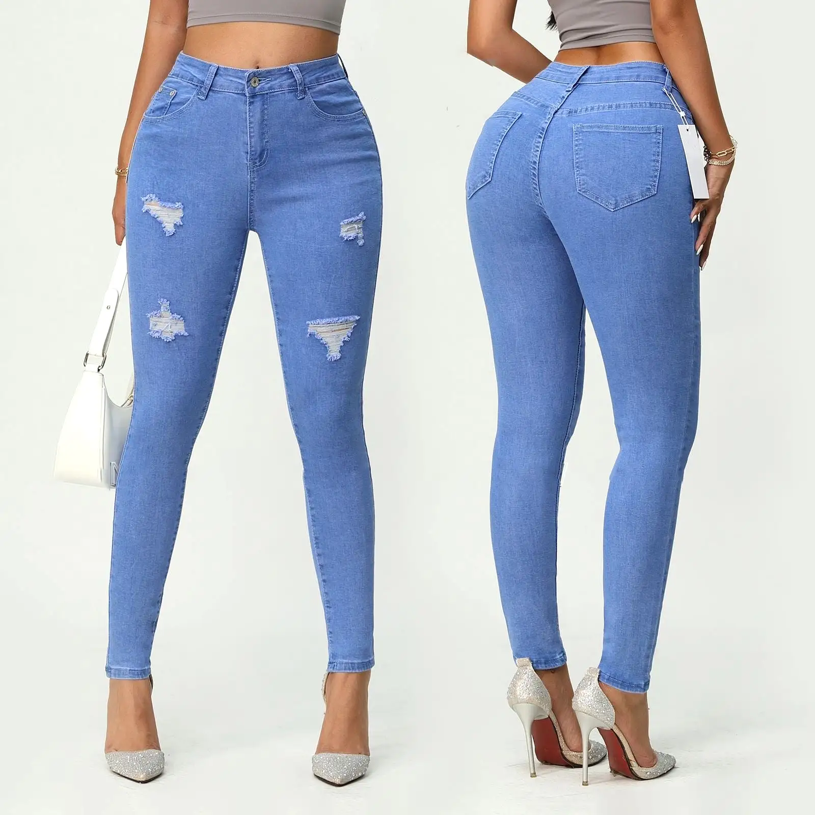 Distressed High Waisted Skinny Jeans