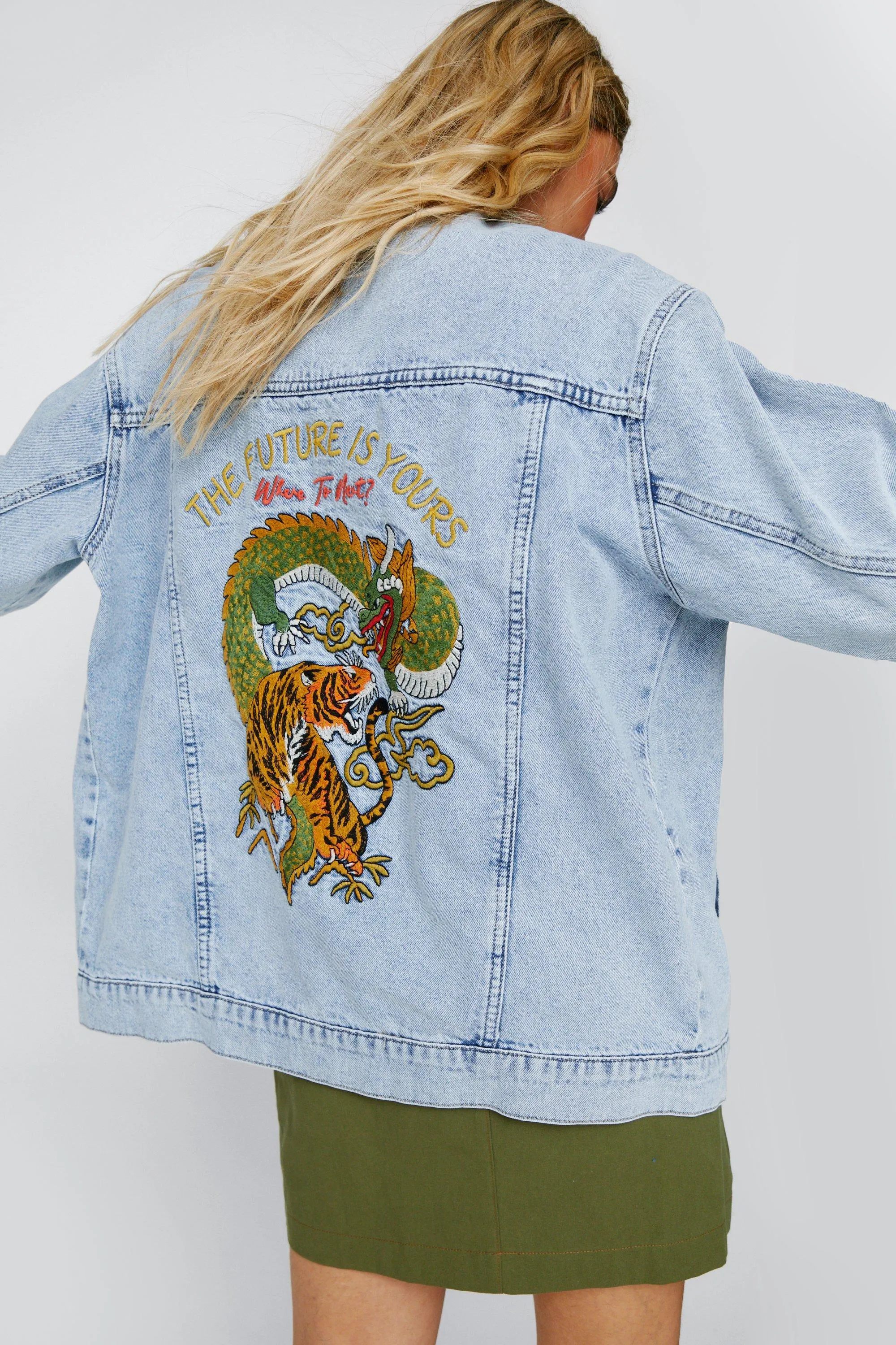 Embroidered Oversized Denim Jacket