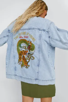 Embroidered Oversized Denim Jacket