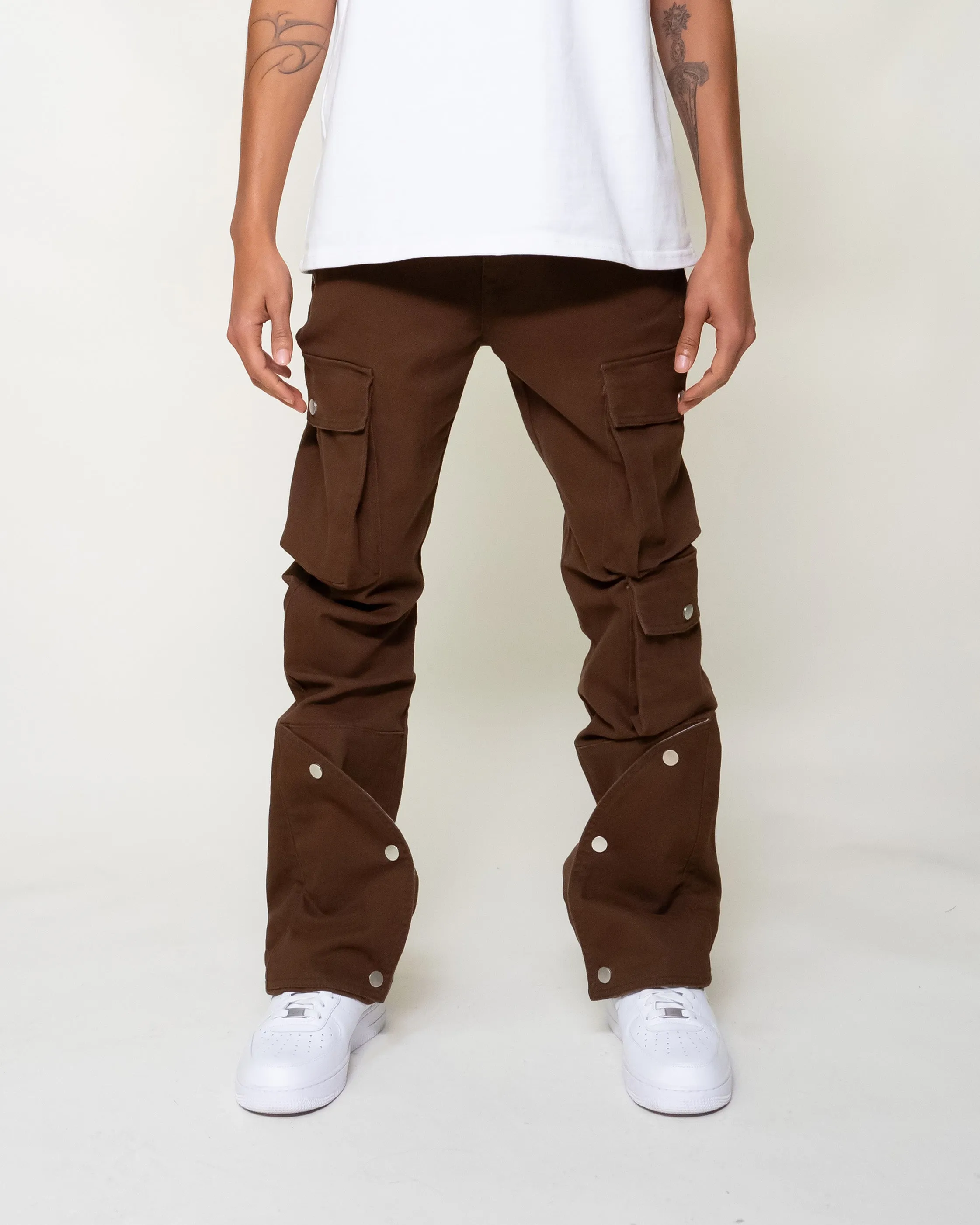 EPTM CLEAN POCKET FLARE PANTS - BROWN