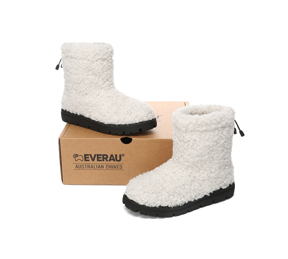 EVERAU UGG Sheepskin Wool Plush Drawstring Boots Peggy