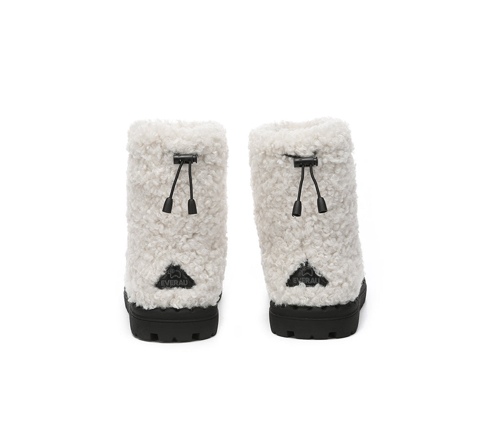 EVERAU UGG Sheepskin Wool Plush Drawstring Boots Peggy