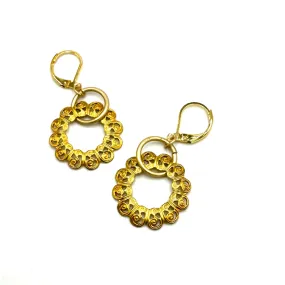 Filigree Wreath Vintage Brass Earrings