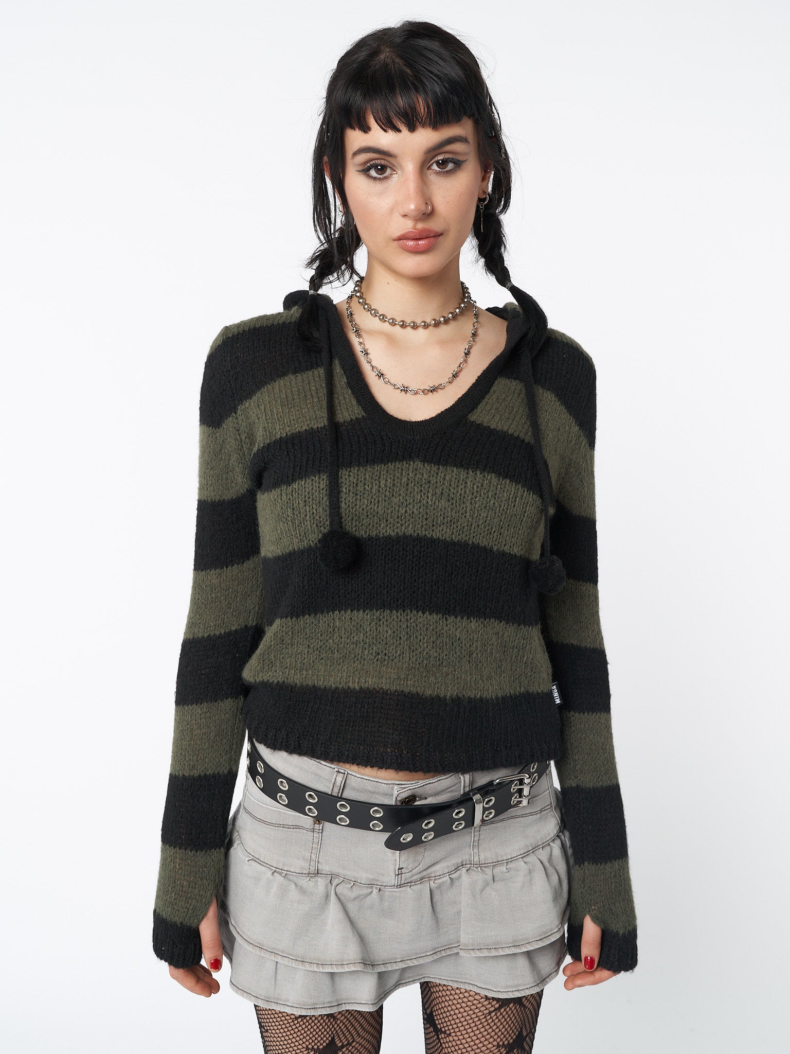 Forest Stripes Knitted Hoodie