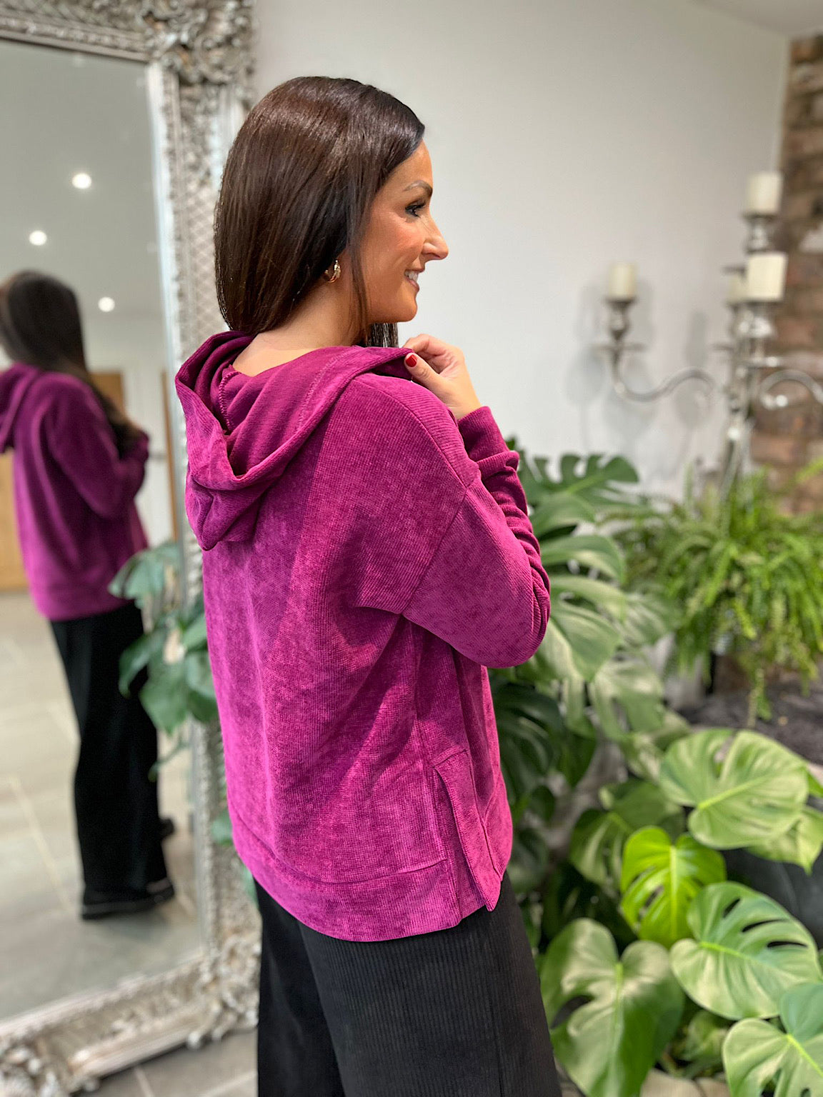 Grape Chenille Hoodie Donna