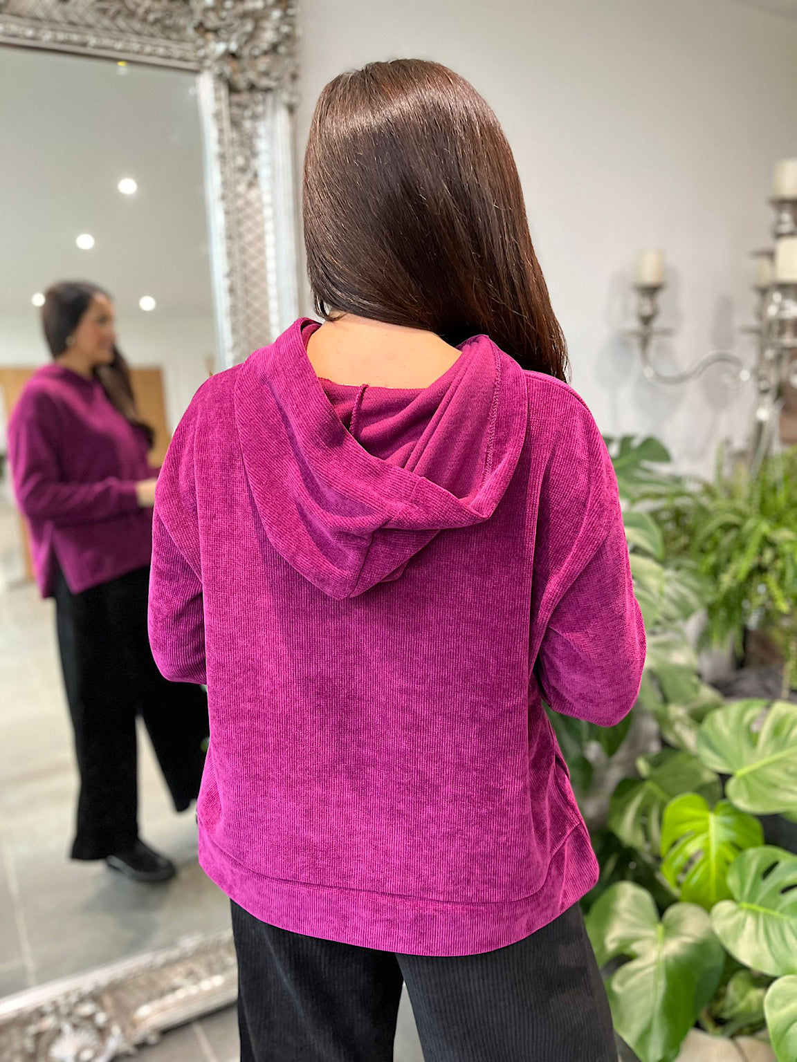 Grape Chenille Hoodie Donna