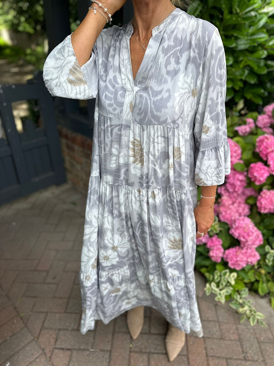 Grey Patterned Maxi Dress Betsy