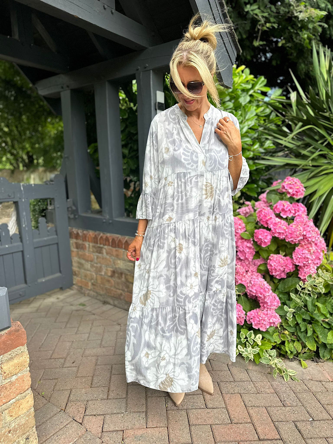 Grey Patterned Maxi Dress Betsy