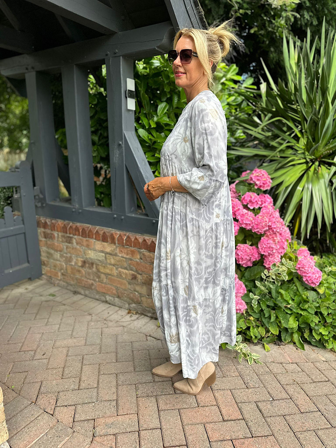 Grey Patterned Maxi Dress Betsy