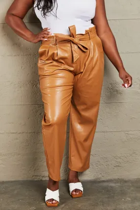 HEYSON Powerful You Full Size Faux Leather Paperbag Waist Pants