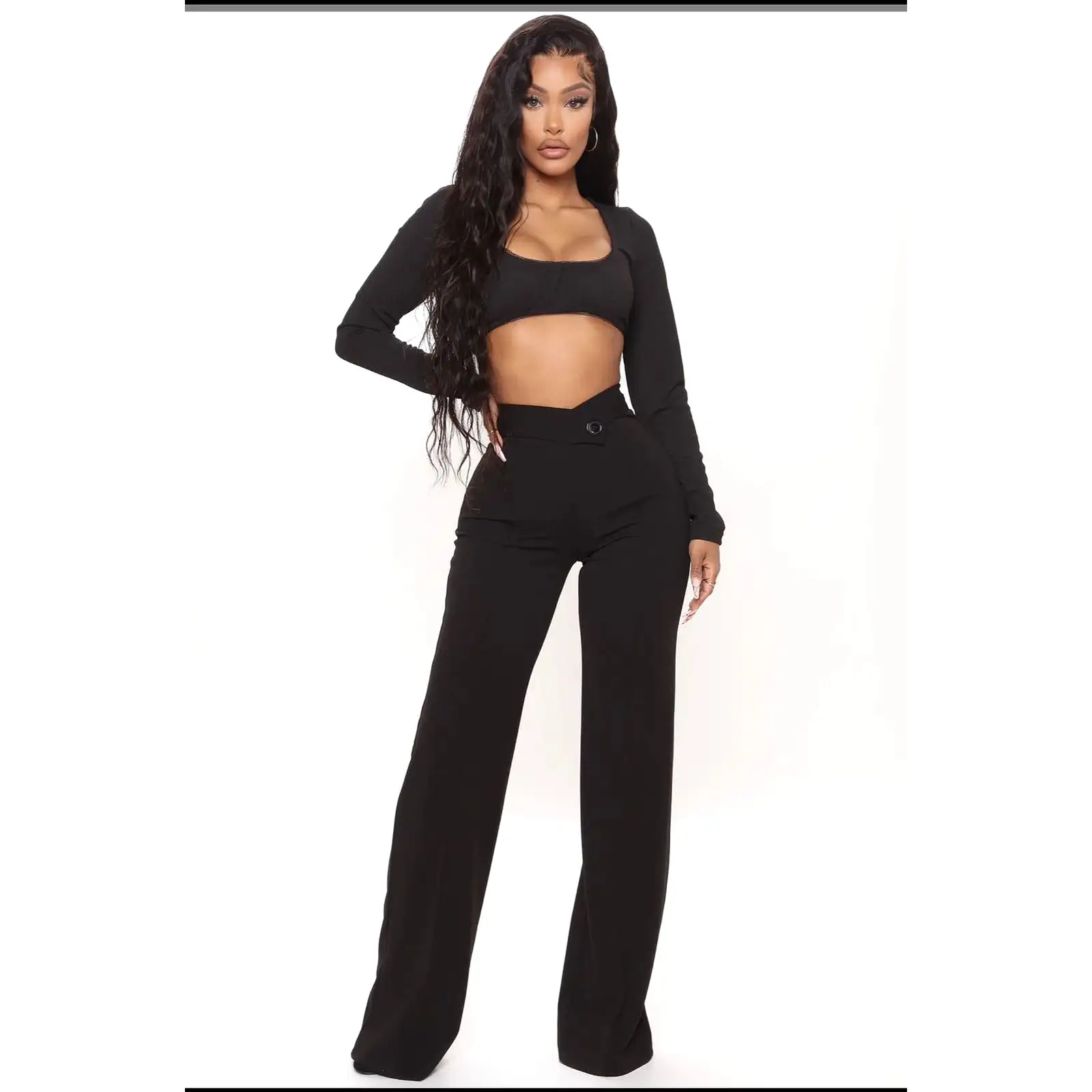 High Waisted Solid Color Pant