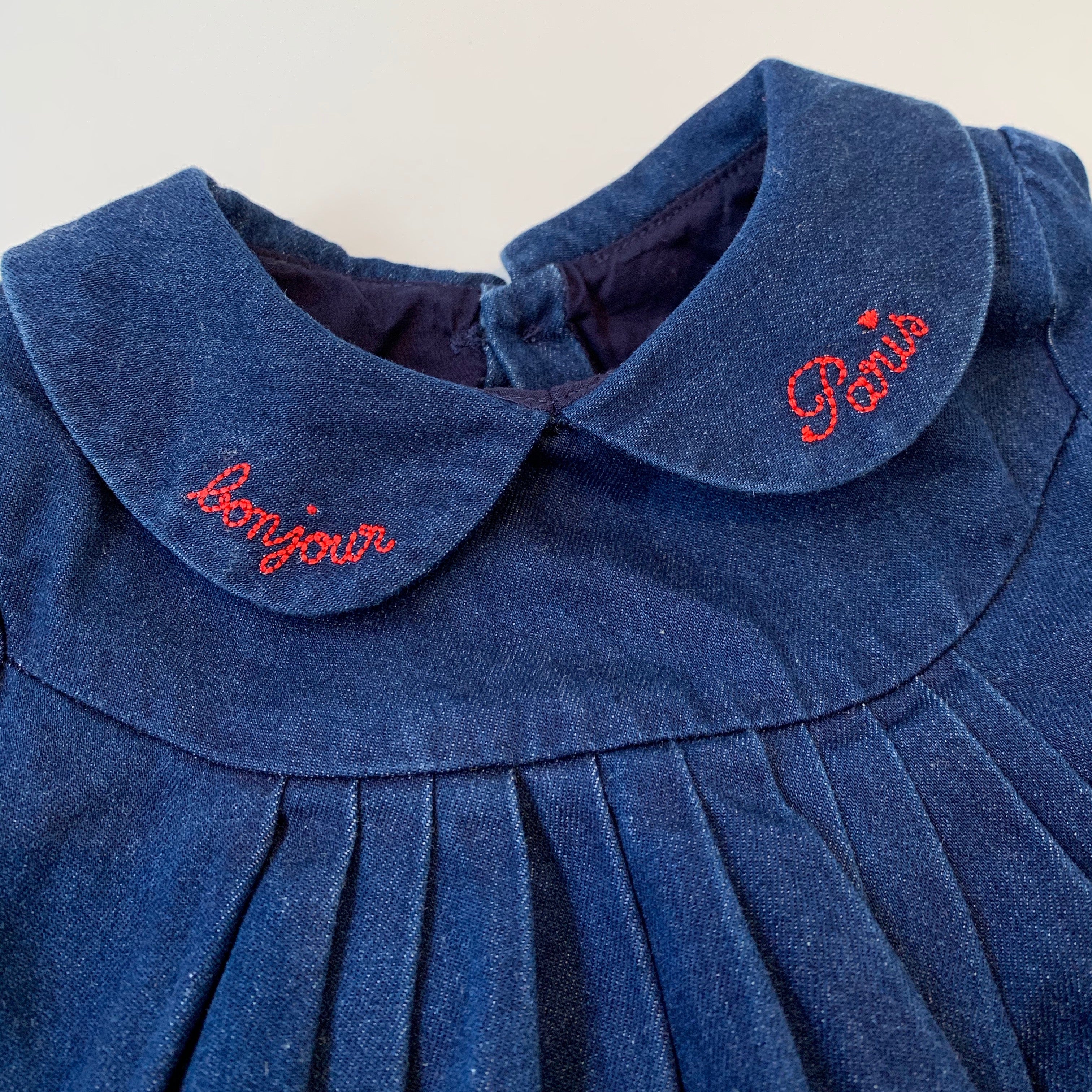 Jacadi Denim Dress With Bonjour Paris Detail: 18 Months