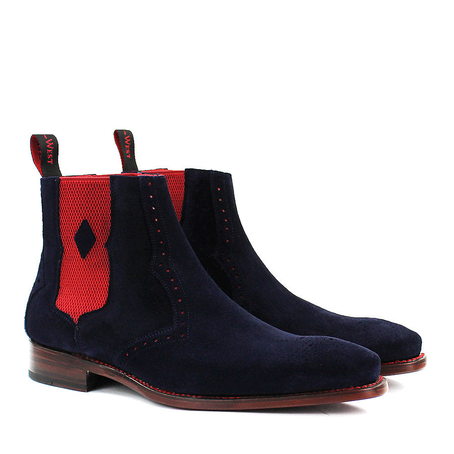 Jeffery West - Hunger Blood Suede Chelsea Boots in Dark Navy