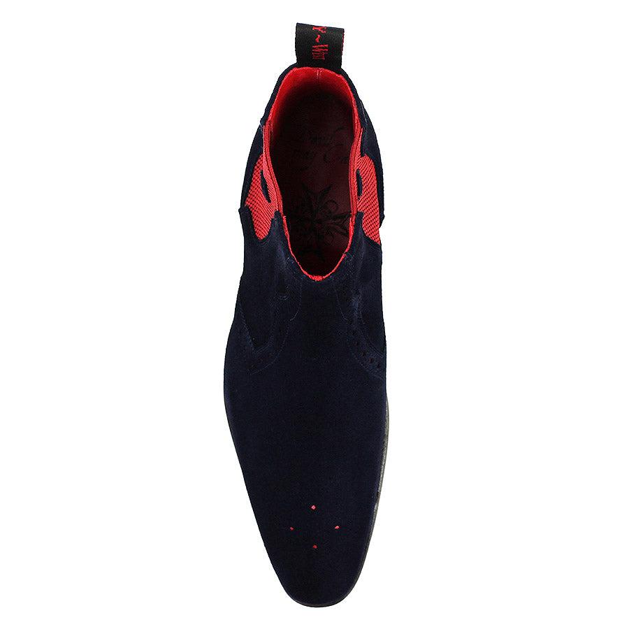 Jeffery West - Hunger Blood Suede Chelsea Boots in Dark Navy