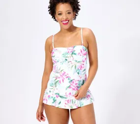 La Blanca Twist Neck Tankini Set with Ruffle Skirted Bottom