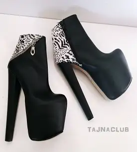 Leopard Detailed Ankle Boots Platform High Heel Shoes