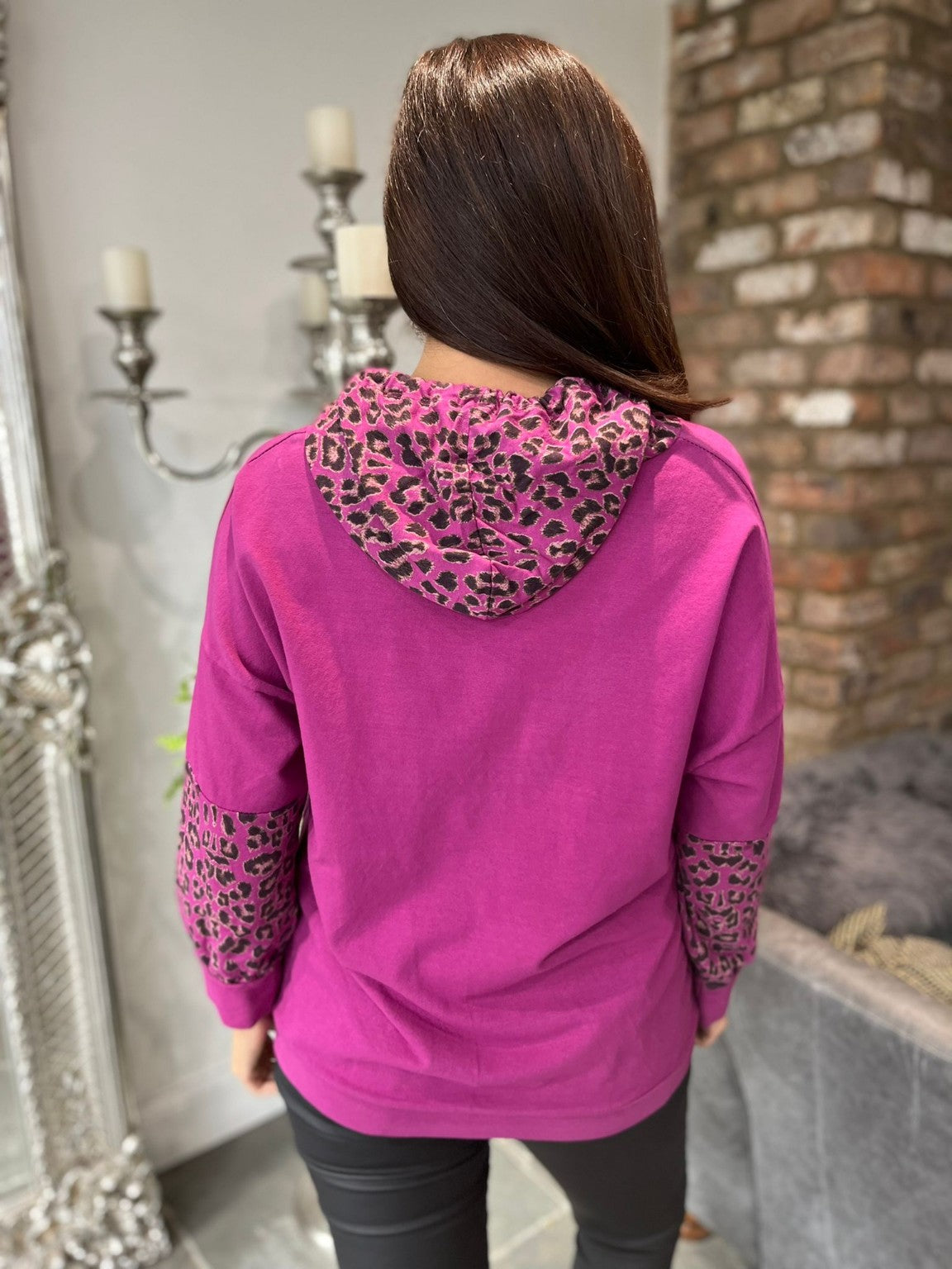 Leopard Sleeve Hoodie Sasha