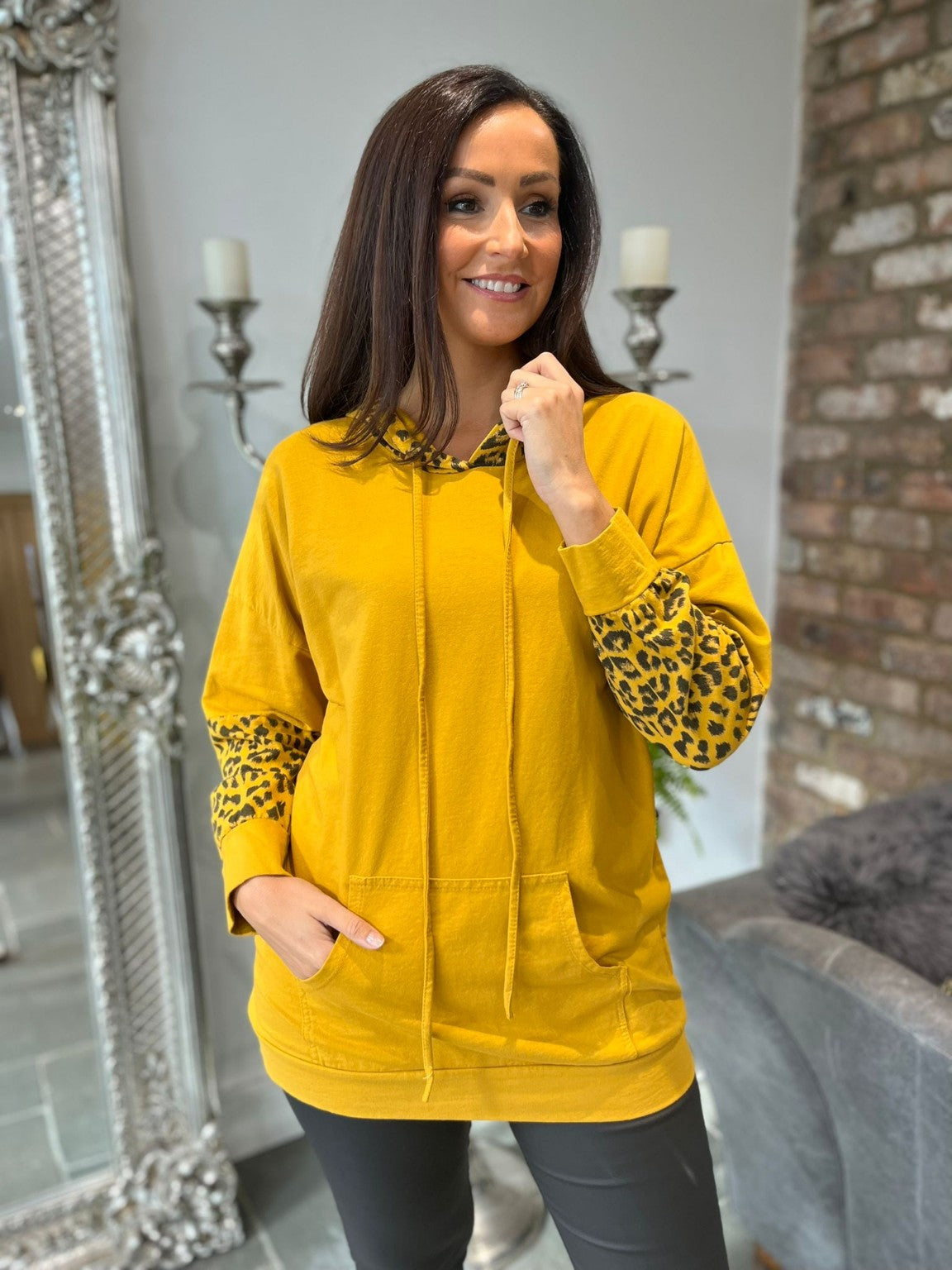 Leopard Sleeve Hoodie Sasha