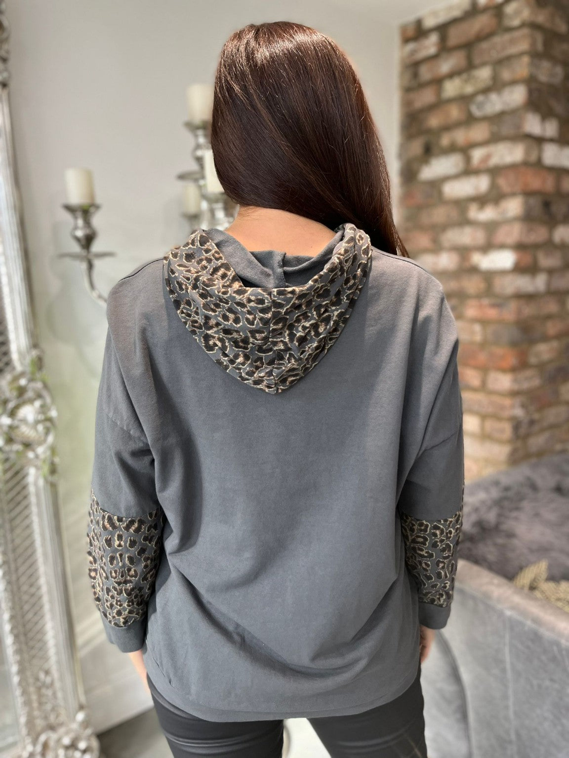 Leopard Sleeve Hoodie Sasha