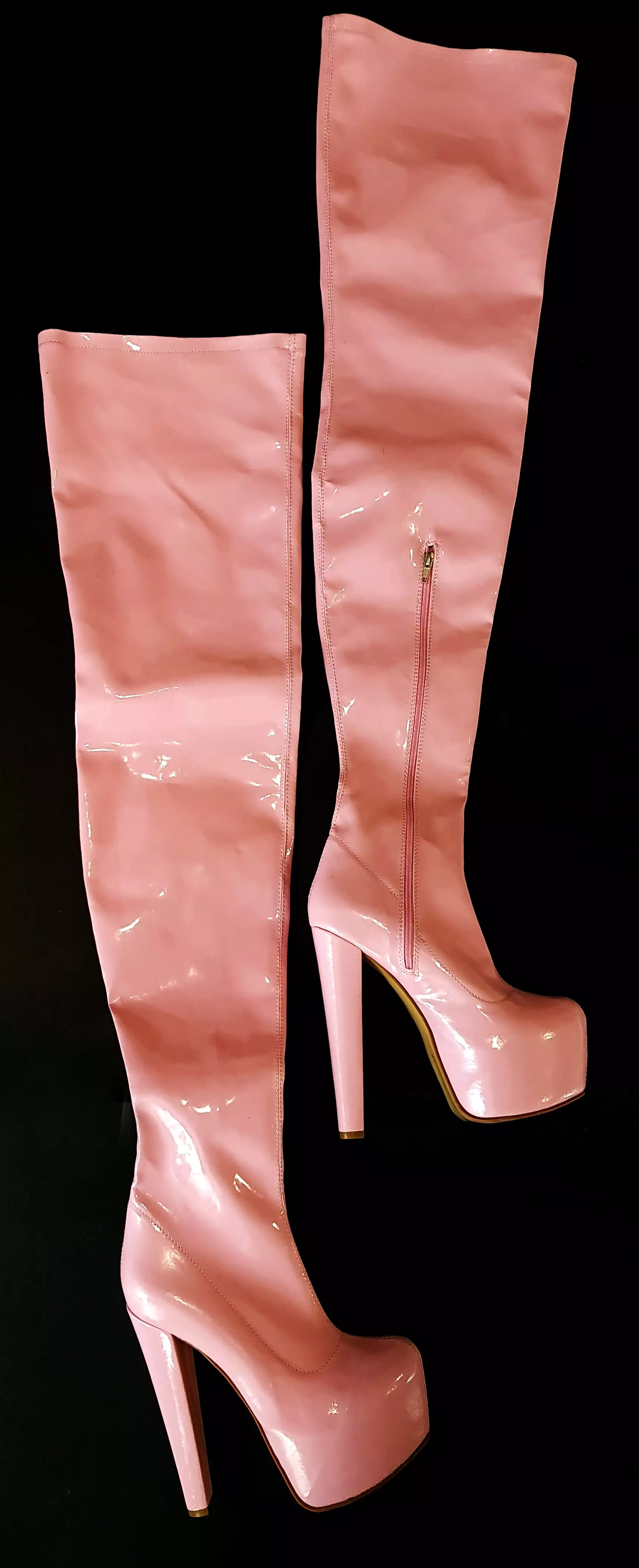 Light Pink Gloss Thigh High Long Boots