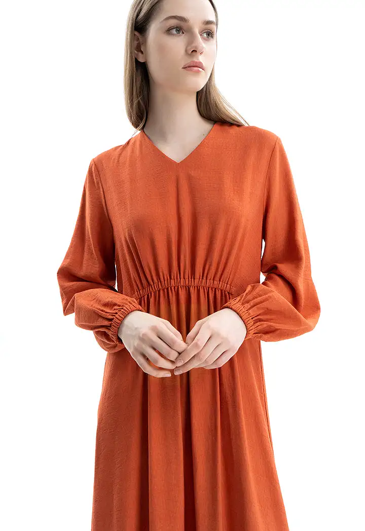 Linen Dress With Elasticated Waist