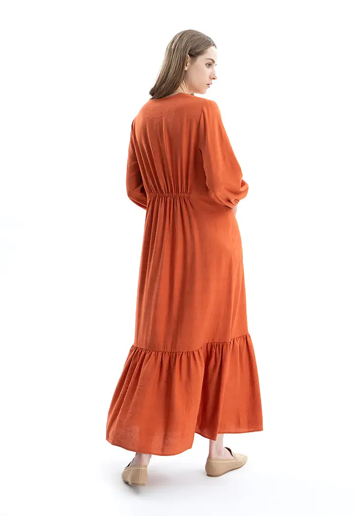 Linen Dress With Elasticated Waist